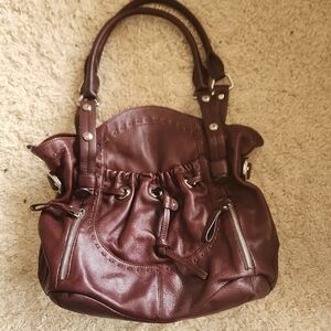 B. Makowsky Rich Brown Leather Shoulder Bag